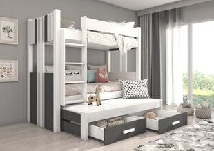 Кровать двухъярусная ADRK Furniture  Artema с матрасами, 90х200 см, белый/серый цвет цена и информация | Детские кровати | hansapost.ee