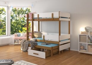 Кровать двухъярусная ADRK Furniture Etapo 80x180 см, белый/коричневый цвет цена и информация | Детские кровати | hansapost.ee