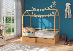 Voodi Adrk Furniture Rose koos küljekaitsega, 90x200 cm, pruun цена и информация | Детские кровати | hansapost.ee