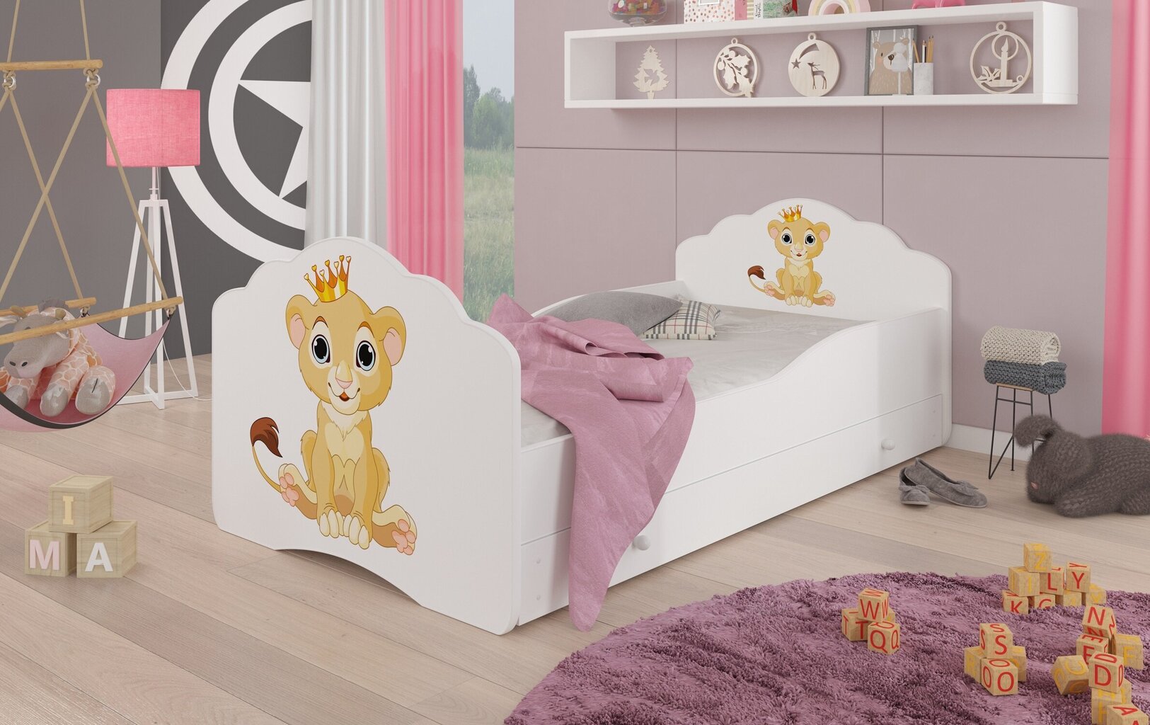 Lastevoodi Adrk Furniture Casimo Lion, 80x160 cm, valge цена и информация | Lastevoodid | hansapost.ee