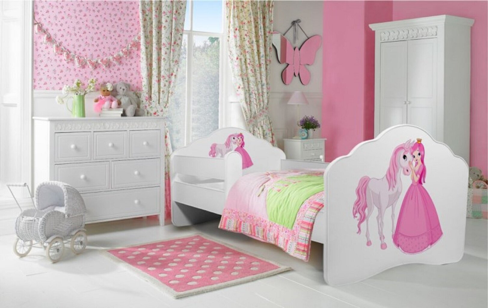 Lastevoodi Adrk Furniture Casimo Princess with horse, 80x160 cm, valge цена и информация | Lastevoodid | hansapost.ee