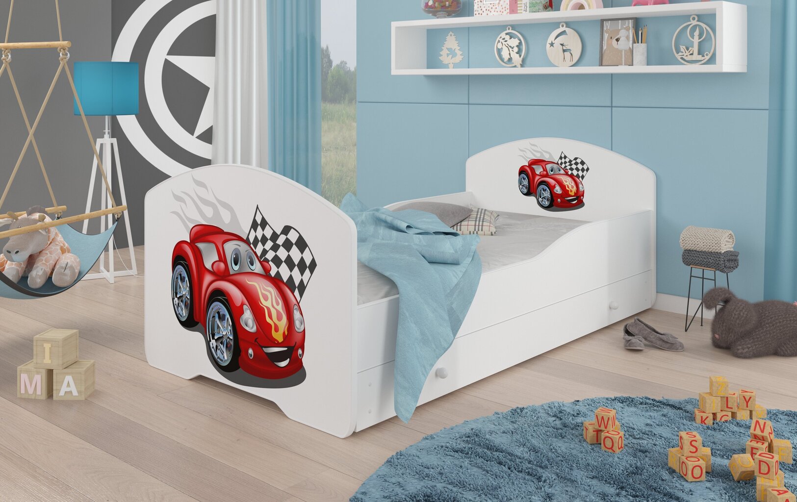 Lastevoodi Adrk Furniture Pepe car zigzag, 70x140 cm, valge цена и информация | Lastevoodid | hansapost.ee