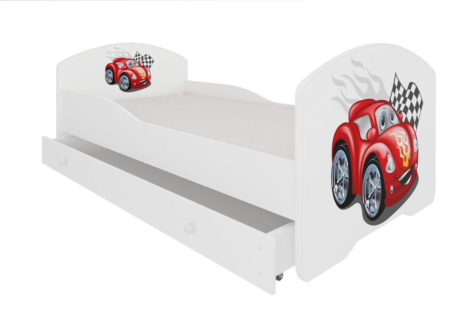 Lastevoodi Adrk Furniture Pepe car zigzag, 70x140 cm, valge hind ja info | Lastevoodid | hansapost.ee