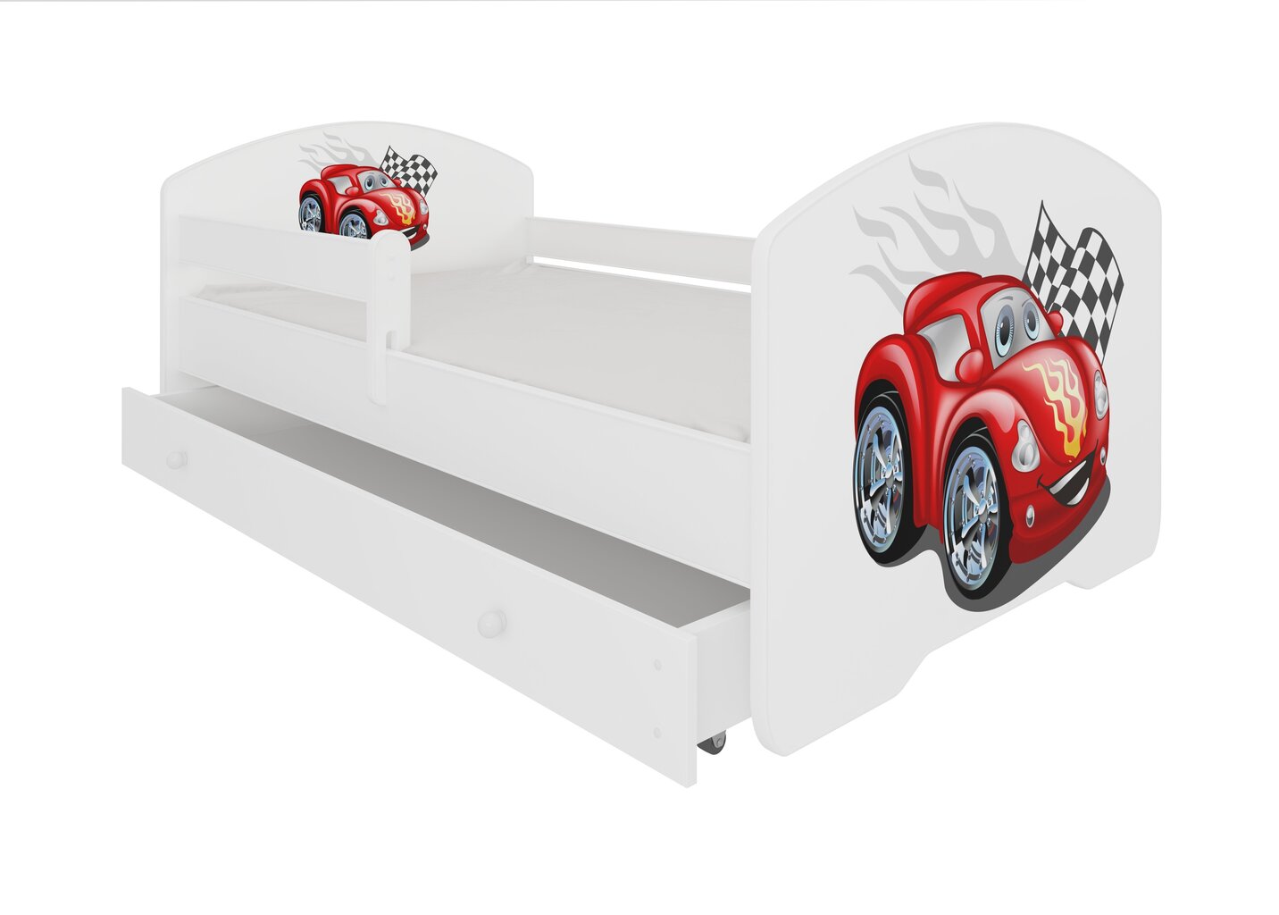 Lastevoodi Adrk Furniture Pepe car zigzag, 70x140 cm, valge цена и информация | Lastevoodid | hansapost.ee