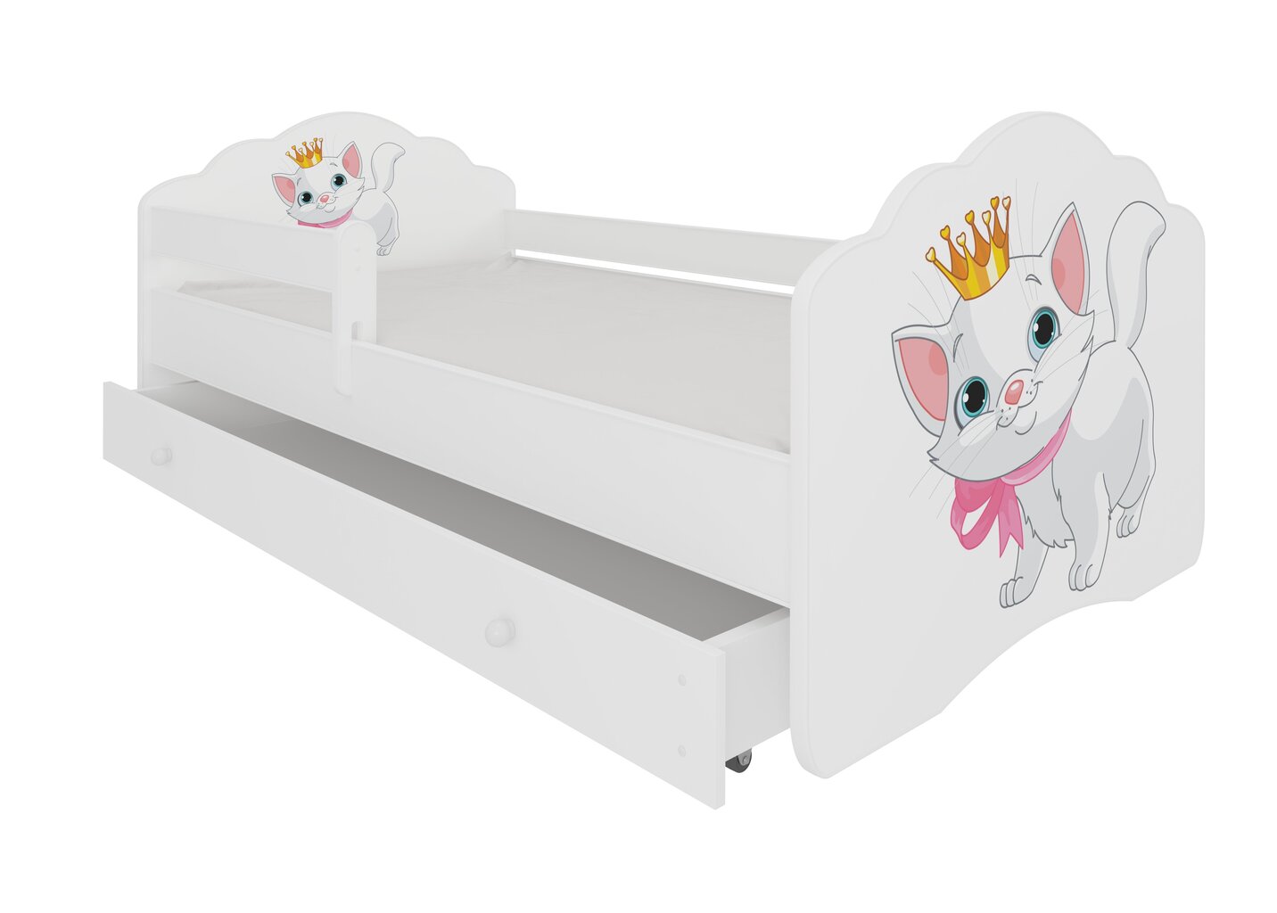 Lastevoodi Adrk Furniture Casimo Cat, 70x140 cm, valge цена и информация | Lastevoodid | hansapost.ee