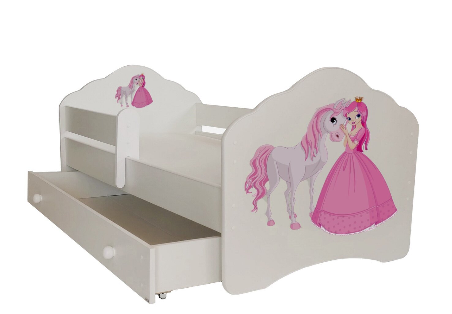 Lastevoodi Adrk Furniture Casimo Princess with horse, 70x140 cm, valge hind ja info | Lastevoodid | hansapost.ee