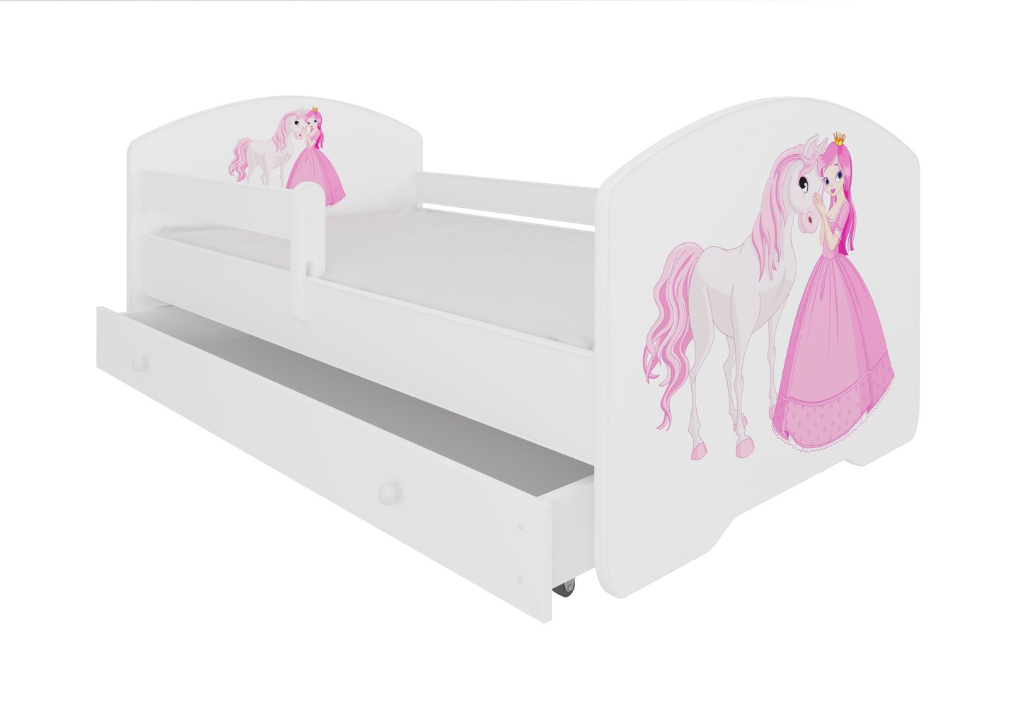 Lastevoodi Adrk Furniture Pepe Princess and horse, 70x140 cm, valge hind ja info | Lastevoodid | hansapost.ee