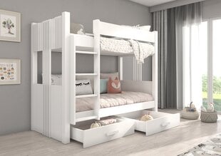 Кровать двухъярусная ADRK Furniture Arta с матрасом, 90х200 см, белый цвет цена и информация | Детскиe кровати | hansapost.ee