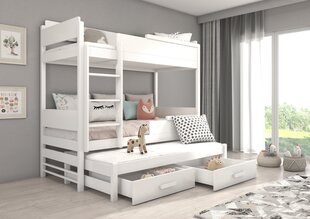 Кровать двухъярусная ADRK Furniture Queen с матрасами, 80х180 см, белый цвет цена и информация | Детские кровати | hansapost.ee
