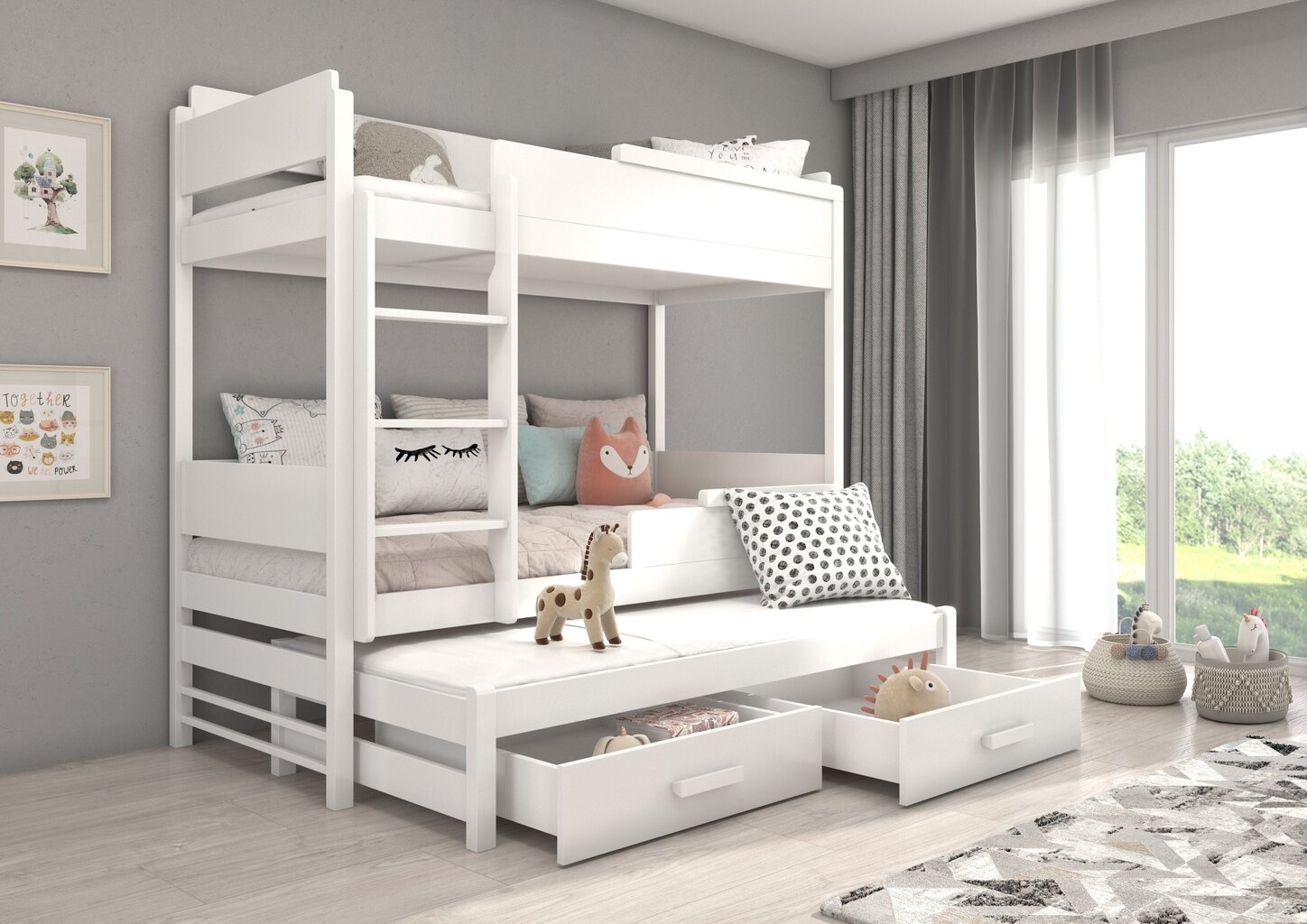 Narivoodi Adrk Furniture Queen koos madratsitega, 80x180 cm, valge цена и информация | Lastevoodid | hansapost.ee