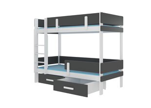 Narivoodi Adrk Furniture Etiona koos madratsiga, 80x180 cm, valge/must цена и информация | Детские кровати | hansapost.ee