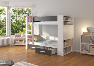 Кровать двухъярусная ADRK Furniture Garet 90x200 см, белый/черный цвет цена и информация | Детские кровати | hansapost.ee