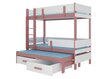 Narivoodi Adrk Furniture Etapo, 90x200 cm, valge/roosa hind ja info | Lastevoodid | hansapost.ee