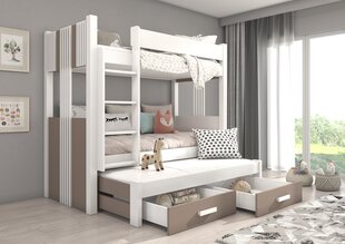 Кровать двухъярусная ADRK Furniture  Artema с матрасами, 90х200 см, белый/коричневый цвет цена и информация | Детские кровати | hansapost.ee