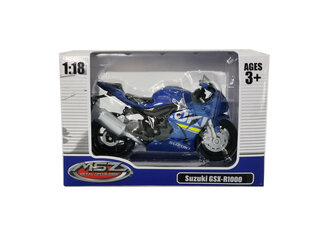 Metallist mudel mootorratas Suzuki GSR-R1000 MSZ, 1:18 hind ja info | Mänguasjad poistele | hansapost.ee