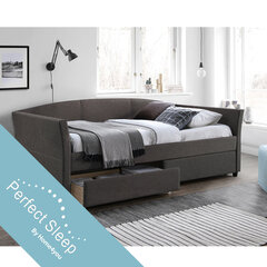 Кровать GENESIS с матрасом HARMONY TOP (86861) 90x200см, с 2-ящиками, обивка из мебельного текстиля, цвет: серый цена и информация | Кровати | hansapost.ee