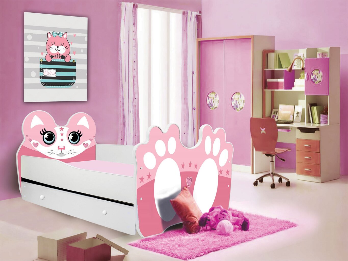 Lastevoodi Adrk Furniture Bear, 70x140 cm, valge/roosa цена и информация | Lastevoodid | hansapost.ee