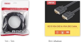 UNITEK Y-C512 Кабель VGA HD15 M/M 8м, Y-C512 цена и информация | Кабели и провода | hansapost.ee