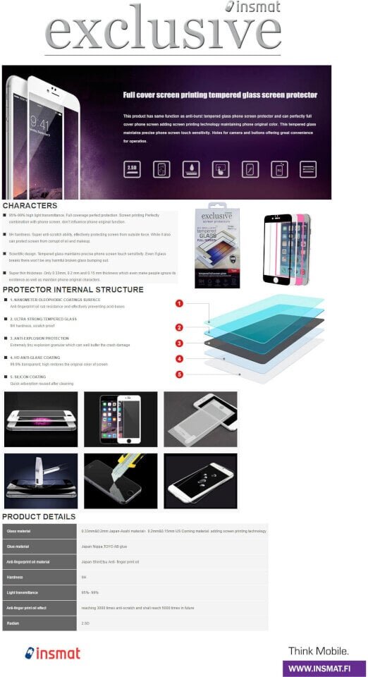 Insmat 9H Full Screen Tempered Glass 861-1494 цена и информация | Ekraani kaitseklaasid ja kaitsekiled | hansapost.ee