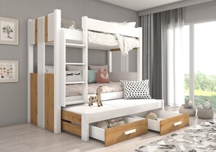 Кровать двухъярусная ADRK Furniture Artema с матрасами, 80х180 см, белый/коричневый цвет цена и информация | Детские кровати | hansapost.ee