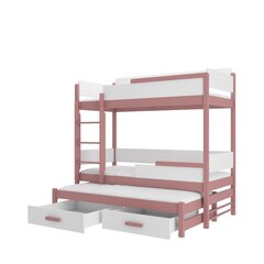 Кровать двухъярусная ADRK Furniture Queen с матрасами, 80х180 см, белый/розовый цвет цена и информация | Детские кровати | hansapost.ee