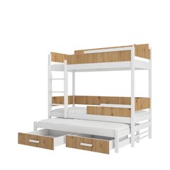 Кровать двухъярусная ADRK Furniture Queen с матрасами, 80х180 см, белый/коричневый цвет цена и информация | Детские кровати | hansapost.ee