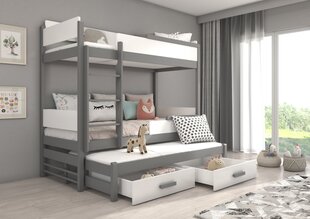 Кровать двухъярусная ADRK Furniture Queen, 90x200 см, белый/серый цвет цена и информация | Детские кровати | hansapost.ee