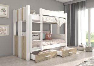 Кровать двухъярусная ADRK Furniture Arta с матрасом, 80х180 см, белый/коричневый цвет цена и информация | Детскиe кровати | hansapost.ee