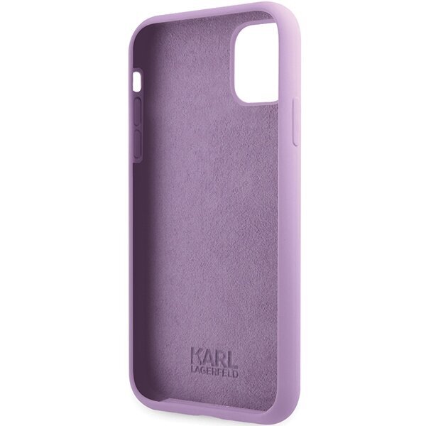 Karl Lagerfeld KLHCN61SKSVGU iPhone 11 | XR 6.1" purpurowy|purple hardcase Silicone Signature цена и информация | Telefonide kaitsekaaned ja -ümbrised | hansapost.ee