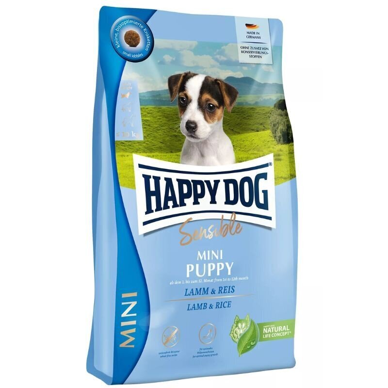 Happy Dog Mini Puppy noortele kutsikatele lambaliha ja riisiga, 4 kg hind ja info | Koerte kuivtoit ja krõbinad | hansapost.ee