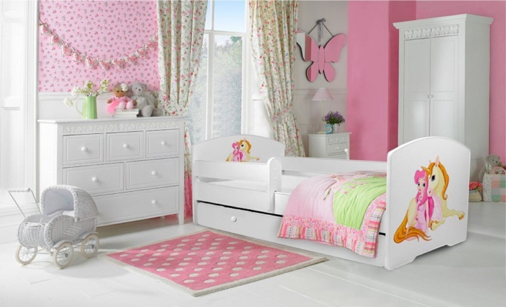 Lastevoodi ADRK Furniture Pepe Girl with unicorn, 80x160 cm, erinevad värvid hind ja info | Lastevoodid | hansapost.ee