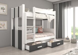 Кровать двухъярусная ADRK Furniture Arta с матрасом, 80х180 см, белый/серый цвет цена и информация | Детские кровати | hansapost.ee