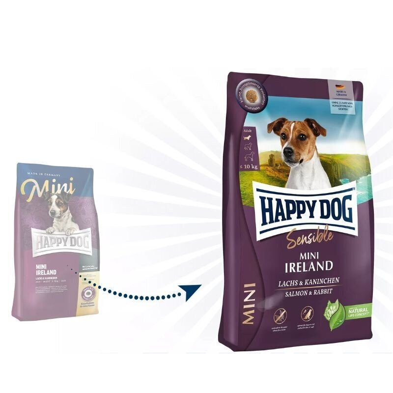 Happy Dog Mini Ireland väikestele täiskasvanud koertele küüliku ja lõhega, 10 kg цена и информация | Koerte kuivtoit ja krõbinad | hansapost.ee
