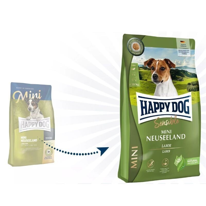Happy Dog Mini Neuseeland väikestele täiskasvanud koertele lambaliha ja riisiga, 10 kg hind ja info | Koerte kuivtoit ja krõbinad | hansapost.ee