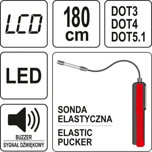 Pidurivedeliku tester LCD ekraan Yato 6 LED YT-72985 цена и информация | Käsitööriistad | hansapost.ee