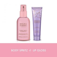 Kinkekomplekt naistele Baylis & Harding Jojoba, Vanilla & Almond Oil Luxury Instant Glam: kehasprei 95 ml + huuleläige 12 ml hind ja info | Baylis & Harding Parfüümid, lõhnad ja kosmeetika | hansapost.ee