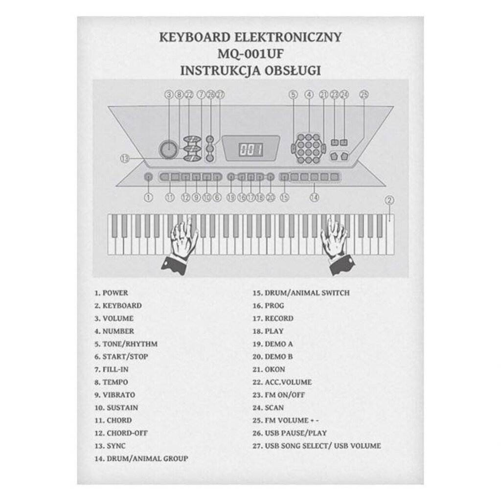 MQ 001 UF Keyboard oreliklahvid mikrofoniga lastele USB MP3 raadio hind ja info | Klahvpillid | hansapost.ee
