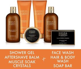 Подарочный набор для мужчин Baylis & Harding Black Pepper & Ginseng Men's Luxury Shower & Prep, 6 частей цена и информация | Масла, гели для душа | hansapost.ee