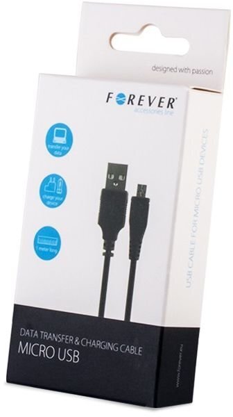 Forever Universal Micro Data Cable 3m Black цена и информация | Mobiiltelefonide kaablid | hansapost.ee