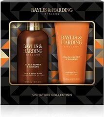 Kinkekomplekt Baylis & Harding Black Pepper & Ginseng Men's Luxury Bathing Duo: juukse- ja kehapesuvahend 300 ml + dušigeel 200 ml hind ja info | Dušigeelid, õlid | hansapost.ee