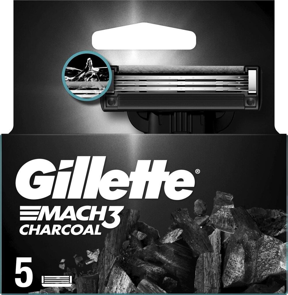 Žiletiterad Gillette Mach3 Charcoal, 5 tk. цена и информация | Raseerimisvahendid | hansapost.ee