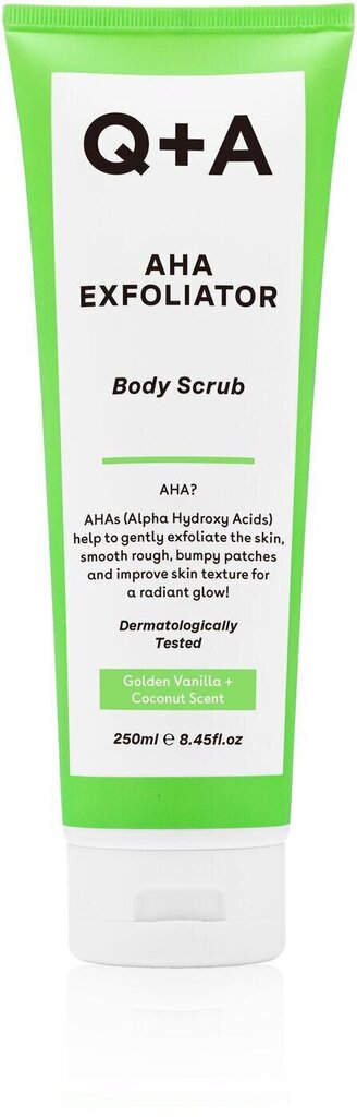 Kehakoorija AHA happega Q+A AHA Exfoliator Body Scrub, 250 ml цена и информация | Kehakoorijad | hansapost.ee