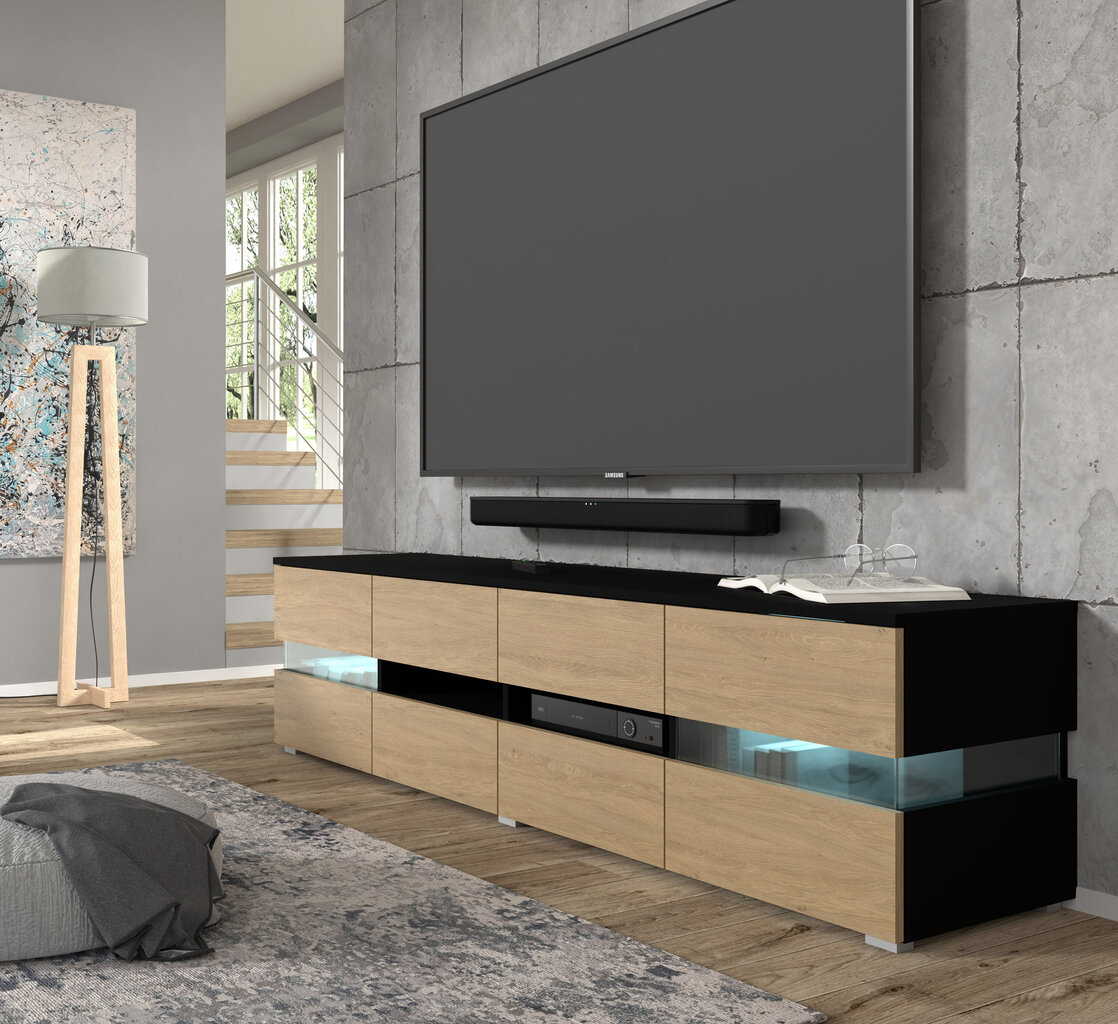 Tv-laud koos Led valgustusega Viper, 186 cm, must цена и информация | Televiisori alused | hansapost.ee