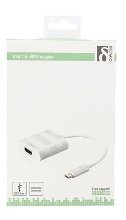 Deltaco USBC-HDMI1, USB-C/HDMI, 0.1 m hind ja info | USB adapterid ja jagajad | hansapost.ee