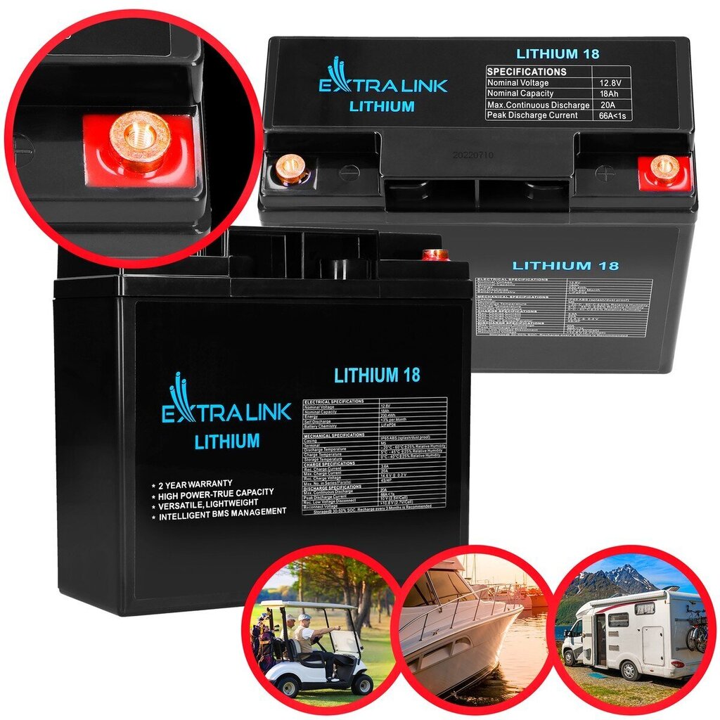 Aku Extralink LiFePo4 18Ah 12,8V, Bms hind ja info | Autoakud | hansapost.ee