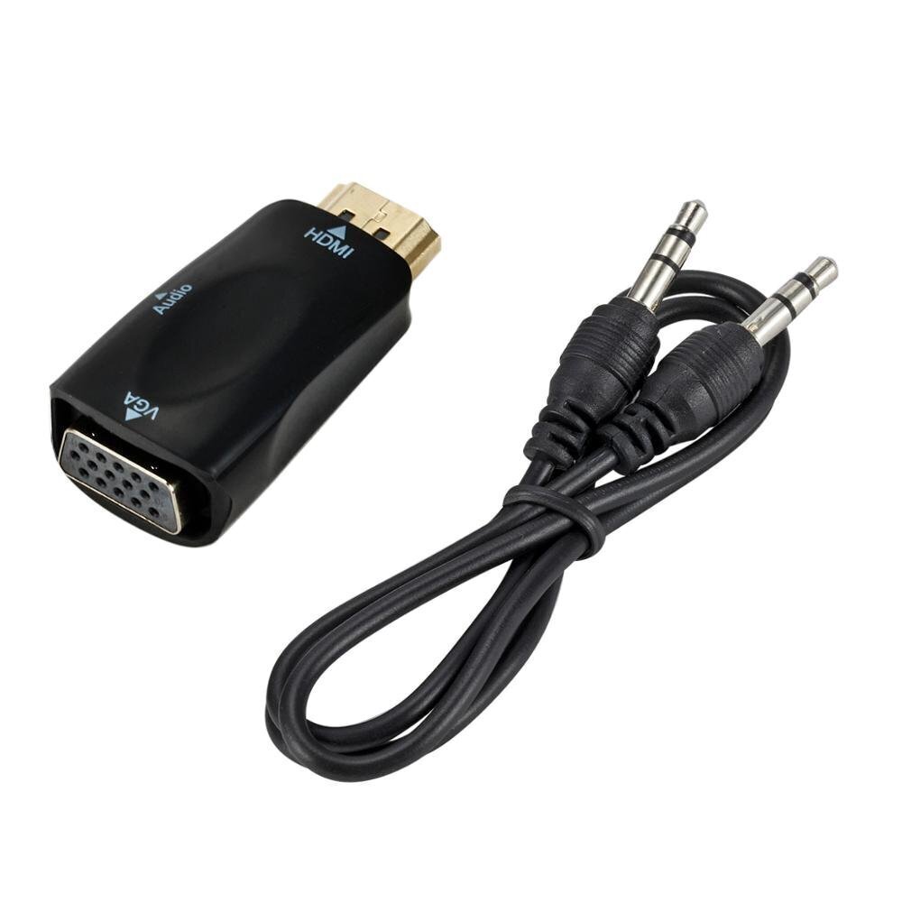 Roger Adapter HDMI -> VGA (+Audio), Must hind ja info | Juhtmed ja kaablid | hansapost.ee