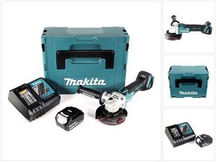 Аккумуляторная угловая шлифовальная машина Makita DGA 504 RF1J, 18 В, с аккумулятором и блоком для зарядки цена и информация | Шлифовальные машины | hansapost.ee