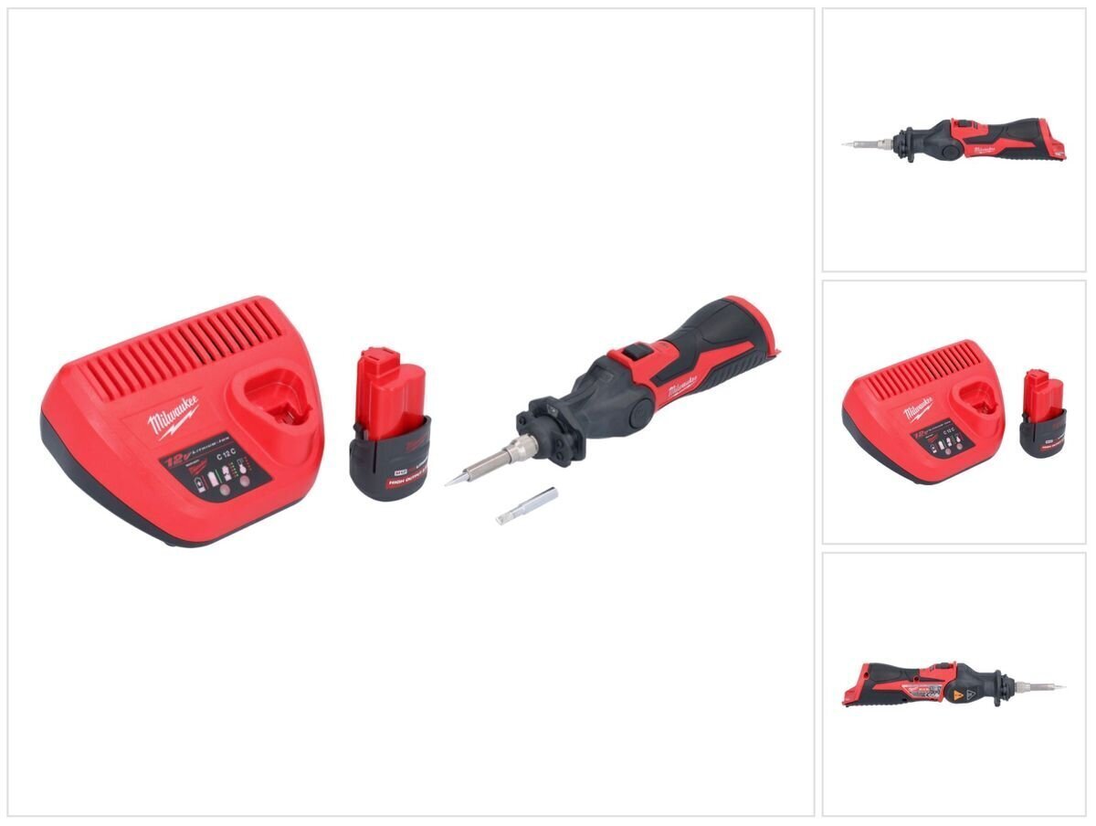 Juhtmeta jootekolb Milwaukee M12 SI-251, 12 V, koos aku ja laadijaga hind ja info | Keevitusseadmed ja jootekolbid | hansapost.ee