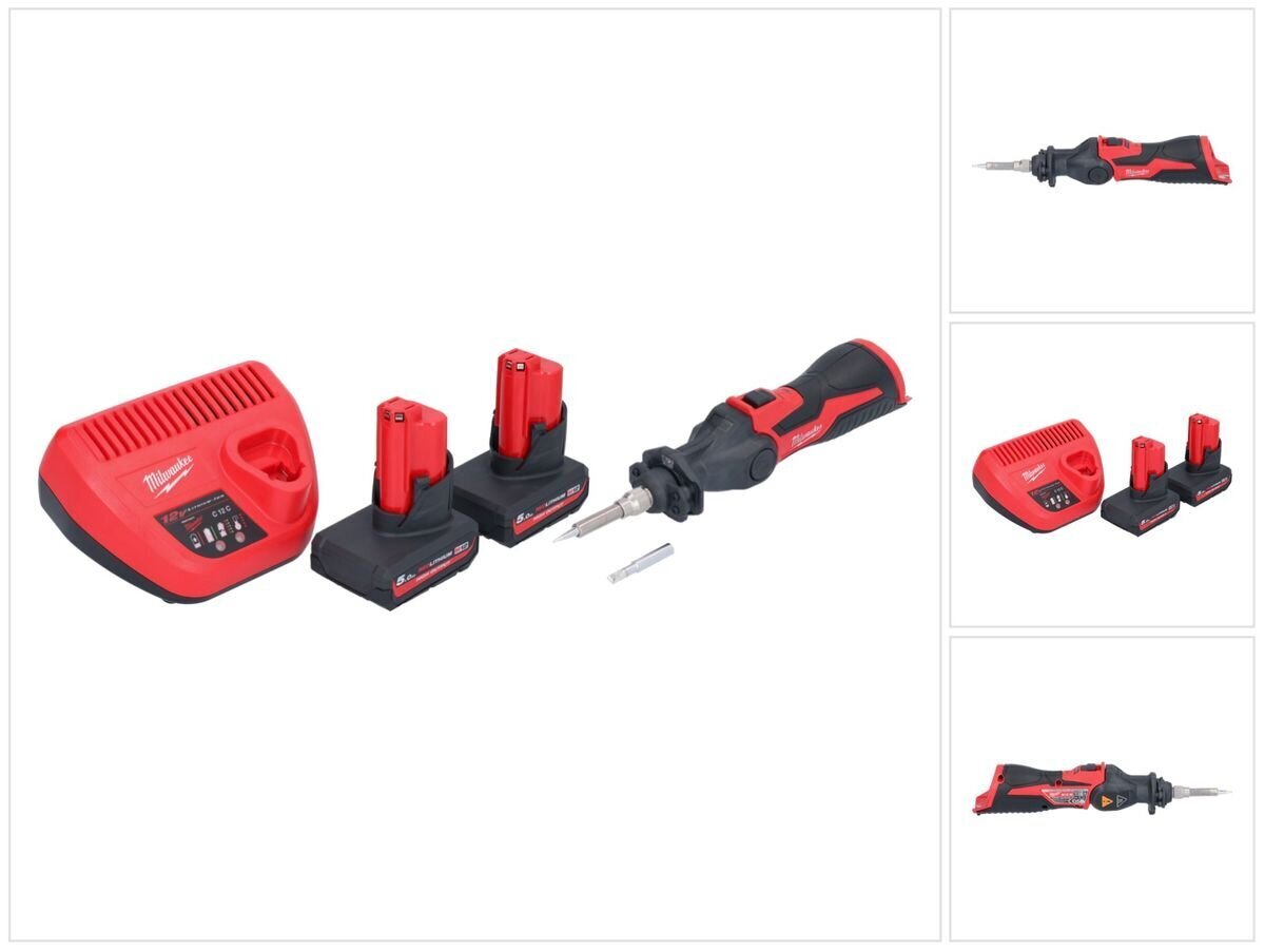 Juhtmeta jootekolb Milwaukee M12 SI-502, 12 V, koos aku ja laadijaga hind ja info | Keevitusseadmed ja jootekolbid | hansapost.ee