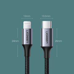 Kaabel Ugreen, USB Type C - Lightning, 1 m hind ja info | Mobiiltelefonide kaablid | hansapost.ee